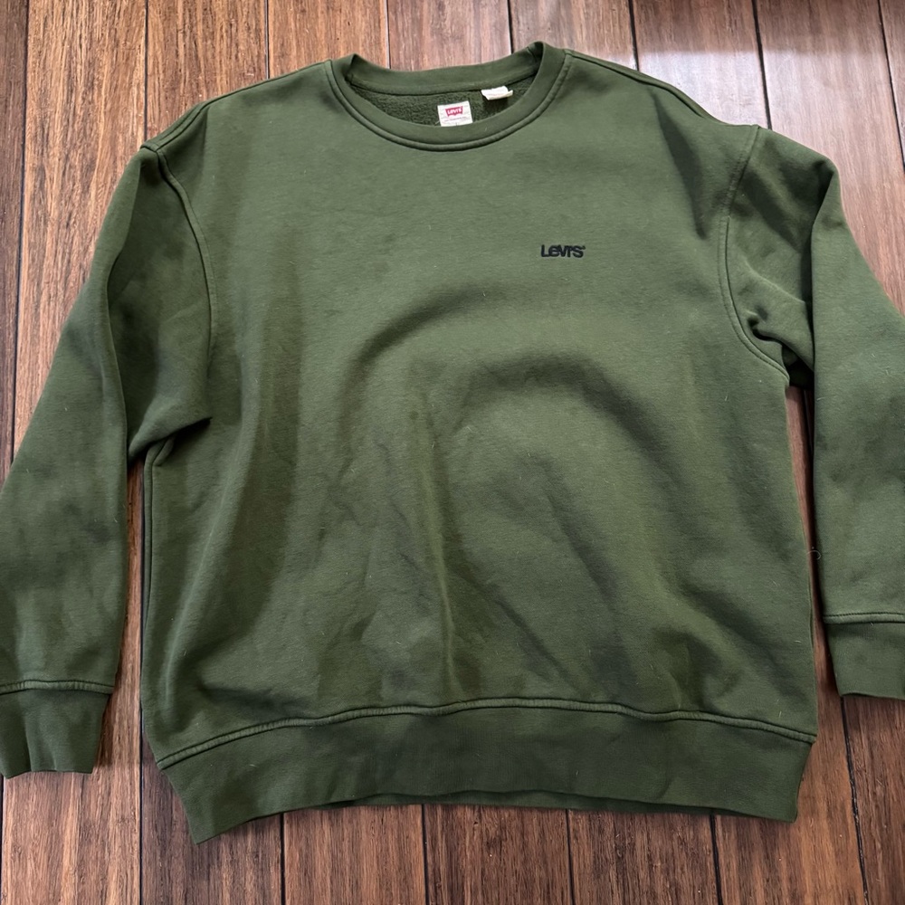 Levi's Sweatshirt Men's L Long Sleeve Relaxed Embroidered Crew Neck Green